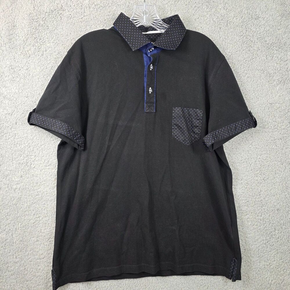 MACEOO Men's Black Short Sleeve Polo Shirt Size XL / 5 Blue Accents
